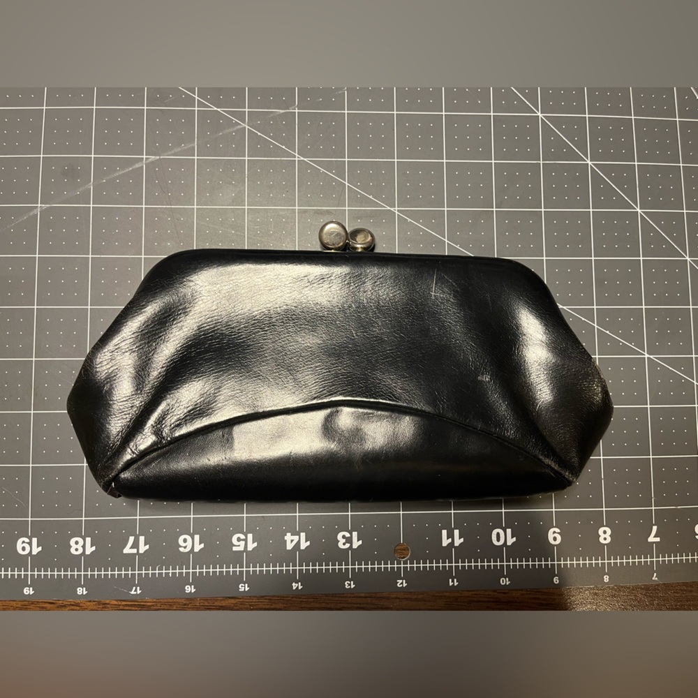 Vintage black leather clutch